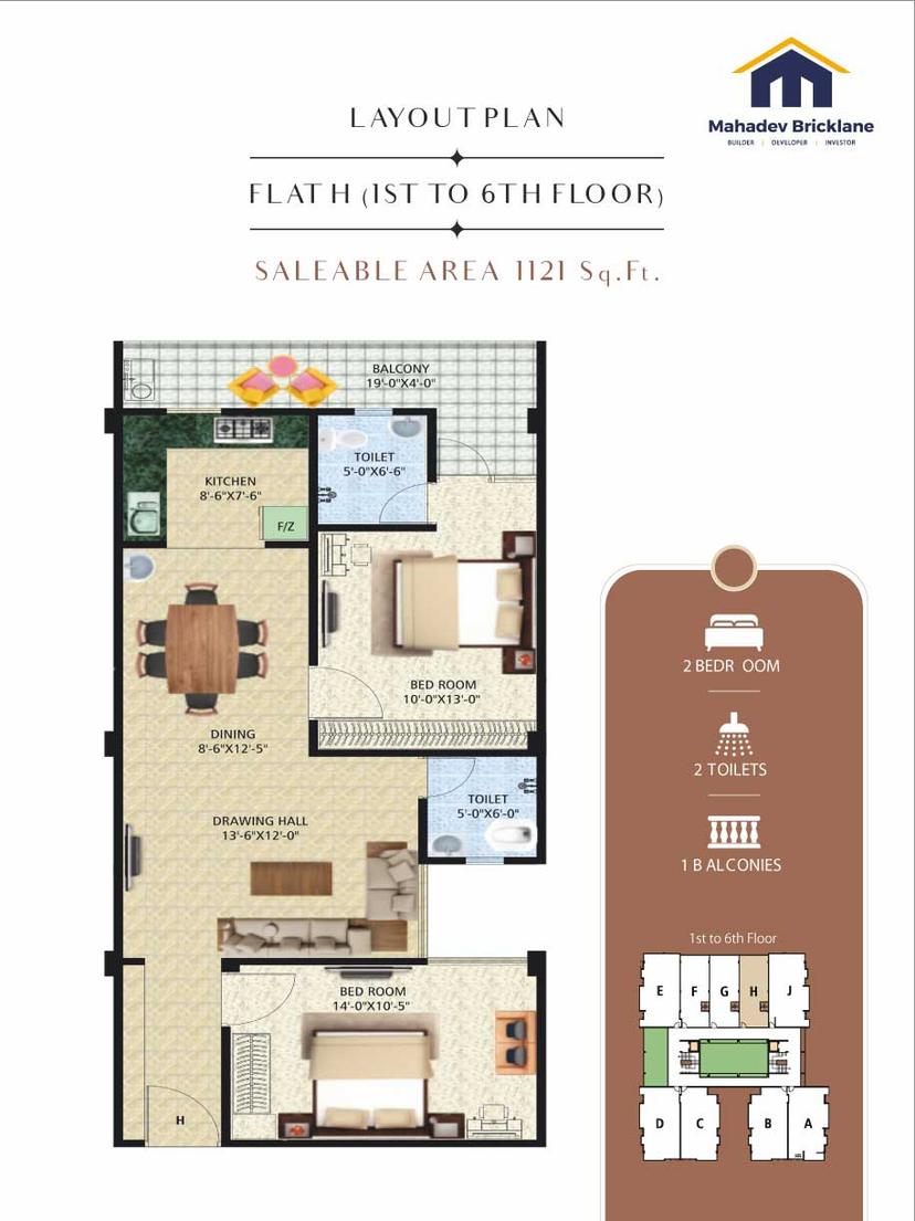 FLAT H (1ST TO 6TH FLOOR)
